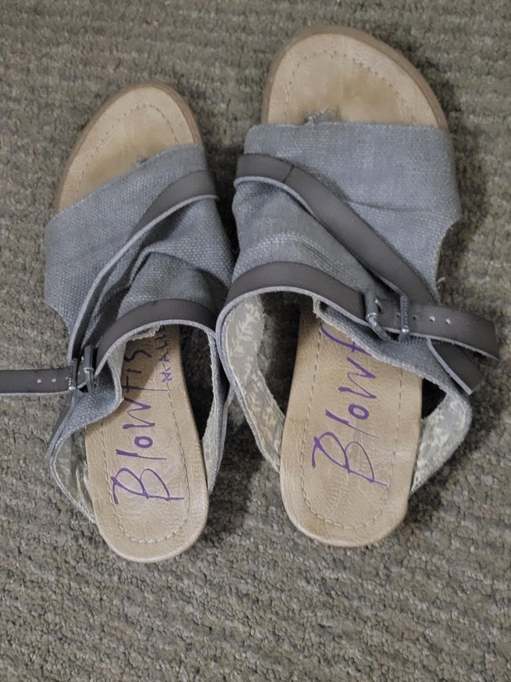 Blowfish Gray Strappy Wedge Sandals
